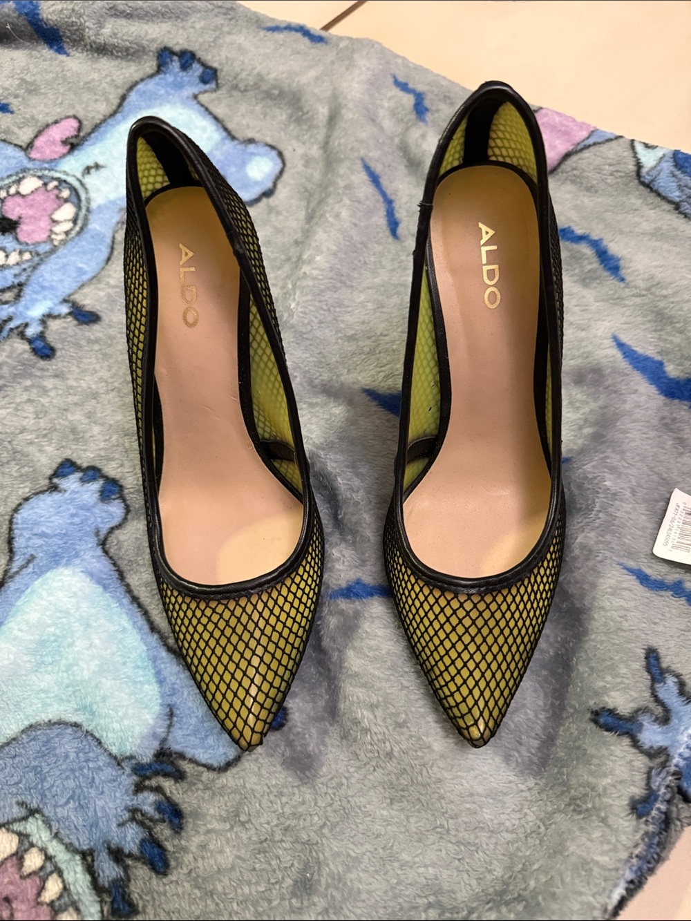 ALDO Women's Yellow Mesh Pointed-Toe Pumps